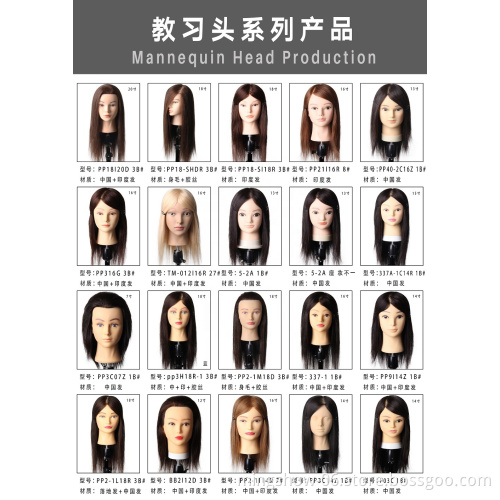 100% Real Hair Mannequin Head with Stand,Hairdressers' Practice Training Head